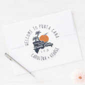 Punta Cana Navy Retro Sunset Custom Wedding Ronde Sticker (Envelop)