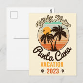 Punta Cana personaliseren Vakantie 2023 Retro 60s Briefkaart (Voorkant / Achterkant)
