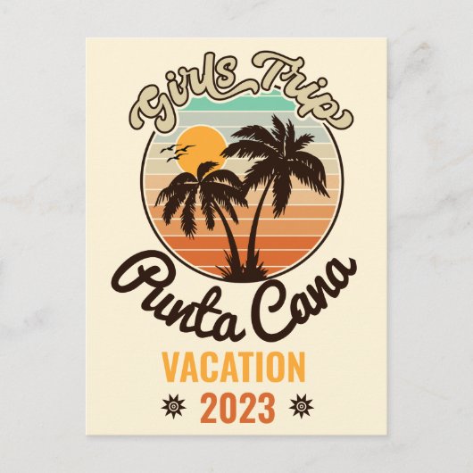 Punta Cana personaliseren Vakantie 2023 Retro 60s Briefkaart (Voorkant)