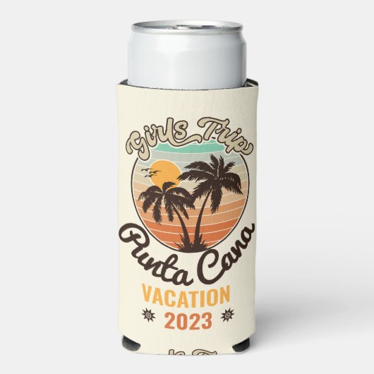 Punta Cana personaliseren Vakantie 2023 Retro 60s Seltzer Blikjeskoeler (Seltzer Voorkant)