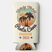 Punta Cana personaliseren Vakantie 2023 Retro 60s Seltzer Blikjeskoeler (Achterkant)