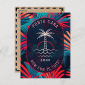 Punta Cana strandfeest Palmboombladeren zonsonderg Briefkaart (Voorkant / Achterkant)