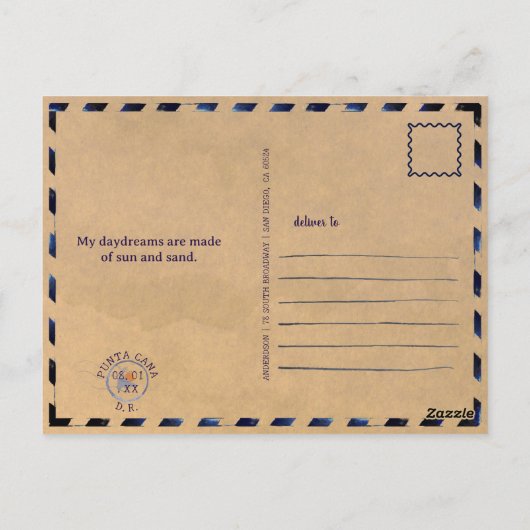 Punta Cana strandfeest Palmboombladeren zonsonderg Briefkaart (Achterkant)