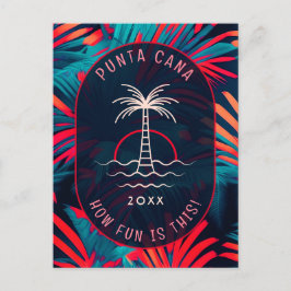 Punta Cana strandfeest Palmboombladeren zonsonderg Briefkaart