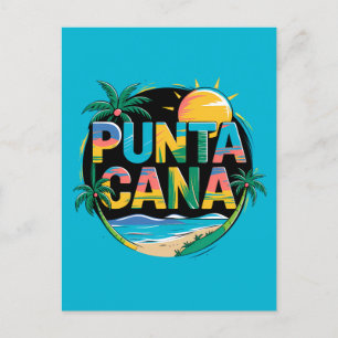 Punta Cana Sunset Kleurrijke Travel Art Embleem Briefkaart