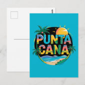 Punta Cana Sunset Kleurrijke Travel Art Embleem Briefkaart (Voorkant / Achterkant)