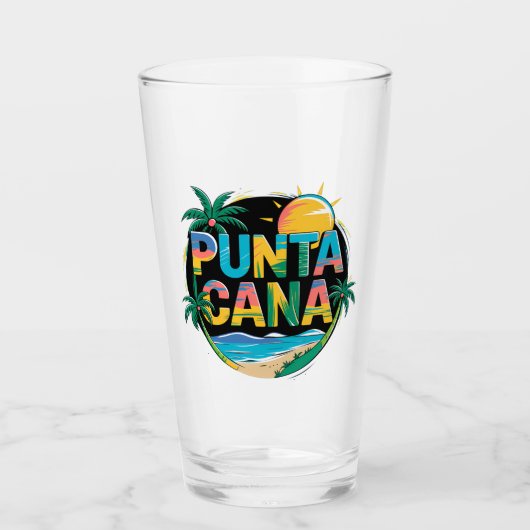 Punta Cana Sunset Kleurrijke Travel Art Embleem Glas (Voorkant)