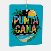Punta Cana Sunset Kleurrijke Travel Art Embleem Keramisch Ornament (Rechts)