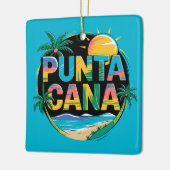Punta Cana Sunset Kleurrijke Travel Art Embleem Keramisch Ornament (Links)