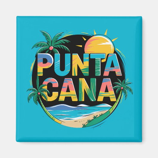 Punta Cana Sunset Kleurrijke Travel Art Embleem Magneet (Voorkant)