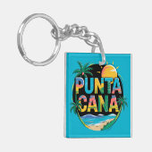 Punta Cana Sunset Kleurrijke Travel Art Embleem Sleutelhanger (Voorkant Links)