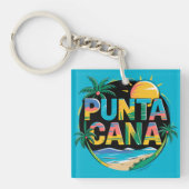 Punta Cana Sunset Kleurrijke Travel Art Embleem Sleutelhanger (Voorkant)