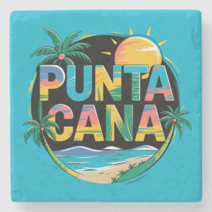 Punta Cana Sunset Kleurrijke Travel Art Embleem Stenen Onderzetter
