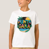 Punta Cana Sunset Kleurrijke Travel Art Embleem T-shirt (Voorkant)