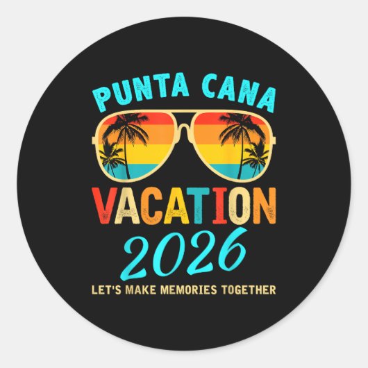 Punta Cana Trip 2026 Beach Vacation Summer Hollida Ronde Sticker (Voorkant)