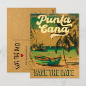 Punta Cana Tropical Wedding Save the Dates Postcar Briefkaart (Voorkant / Achterkant)