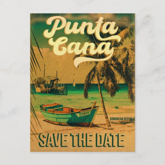 Punta Cana Tropical Wedding Save the Dates Postcar Briefkaart (Voorkant)
