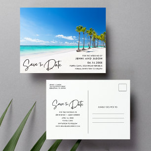 Punta Cana Tropisch Strand Huwelijk Save The Date Aankondigingskaart