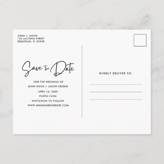 Punta Cana Tropische Strand Bruiloft Save The Date Aankondigingskaart (Achterkant)