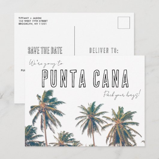 Punta Cana Tropische Strand Bruiloft Save the Date Briefkaart (Voorkant / Achterkant)