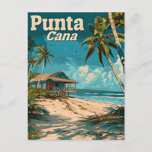 Punta Cana Vintage reizen Briefkaart (Voorkant)