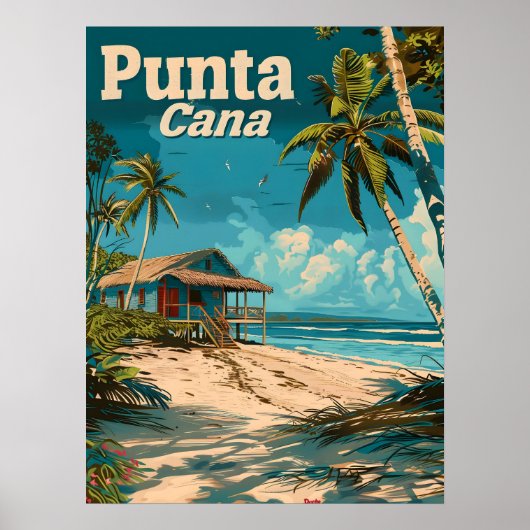 Punta Cana Vintage reizen Poster (Voorkant)