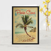 Punta Cana Wenskaart Dominicaanse Republiek Retro Kaart (Gele Bloem)