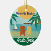 Punta Gorda, Charlotte Harbour Florida Illustratie Keramisch Ornament (Rechts)