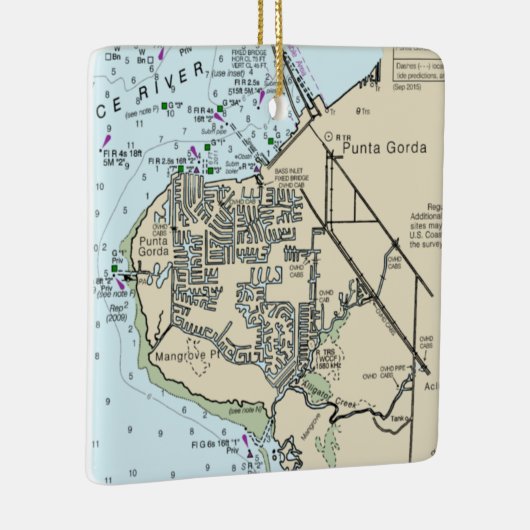 Punta Gorda FL Chart Keramisch Ornament (Rechts)