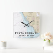 Punta Gorda FL Latitude - Nautical Chart Vierkante Klok (Huis)