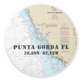 Punta Gorda Florida Authentic Nautical Chart Keramische Knop