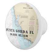 Punta Gorda Florida Authentic Nautical Chart Keramische Knop (Rechts)