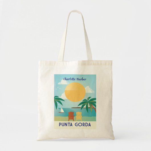 Punta Gorda Florida Charlotte Harbour retro stijl Tote Bag (Voorkant)