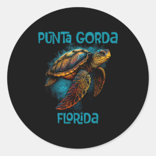 Punta Gorda Florida Fl Retro Vintage Strand Zeesch Ronde Sticker