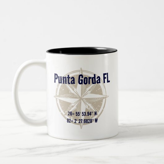 Punta Gorda, Florida Nautische breedtegraad Tweekleurige Koffiemok (Links)