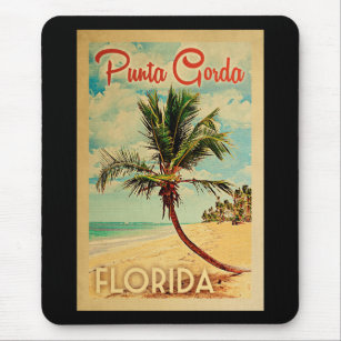 Punta Gorda Florida Palm Beach Vintage Travel Muismat