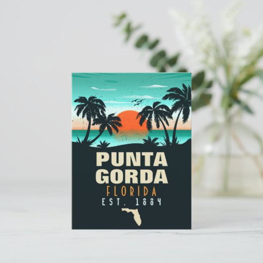 Punta Gorda Florida Retro Sunset Souvenirs Briefkaart (Staand voorkant)