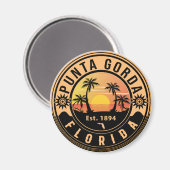 Punta Gorda Florida Retro Sunset Souvenirs Magneet (Voorkant / Achterkant)