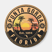 Punta Gorda Florida Retro Sunset Souvenirs Magneet (Voorkant)