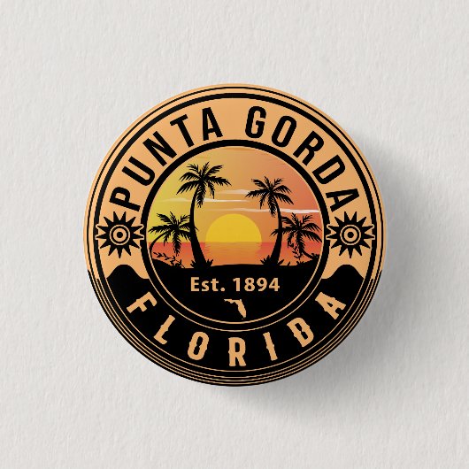 Punta Gorda Florida Retro Sunset Souvenirs Ronde Button 3,2 Cm (Voorkant)
