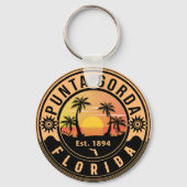 Punta Gorda Florida Retro Sunset Souvenirs Sleutelhanger (Voorkant)