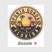 Punta Gorda Florida Retro Sunset Souvenirs Sticker (Vel)