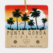 Punta Gorda Florida Retro Zonsondergang Palmboom j Keramisch Ornament (Voorkant)