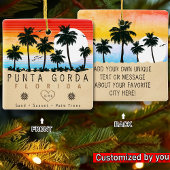 Punta Gorda Florida Retro Zonsondergang Palmboom j Keramisch Ornament