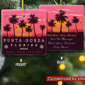 Punta Gorda Florida Retro Zonsondergang Palmboom j Keramisch Ornament