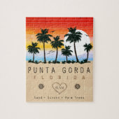 Punta Gorda Florida Retro Zonsondergang Palmboom j Legpuzzel (Verticaal)