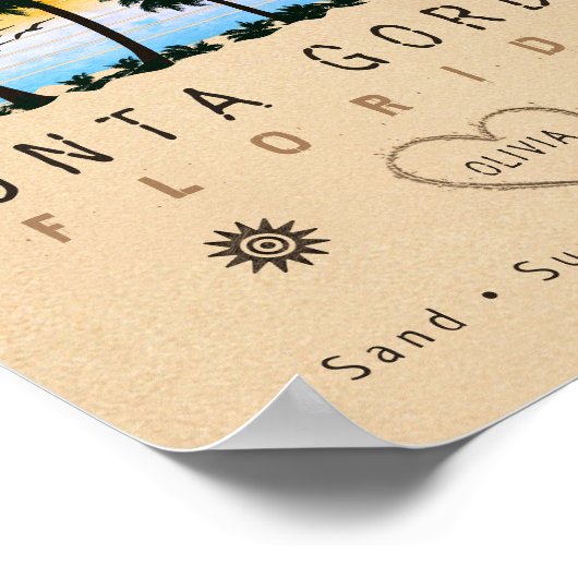 Punta Gorda Florida Retro Zonsondergang Palmboom j Poster (Hoek)