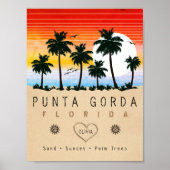 Punta Gorda Florida Retro Zonsondergang Palmboom j Poster (Voorkant)