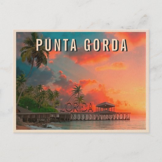 Punta Gorda Florida tropische palmboom jaren 1950 Briefkaart (Voorkant)