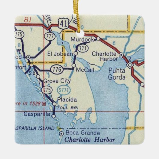 Punta Gorda  kaart Keramisch Ornament (Voorkant)